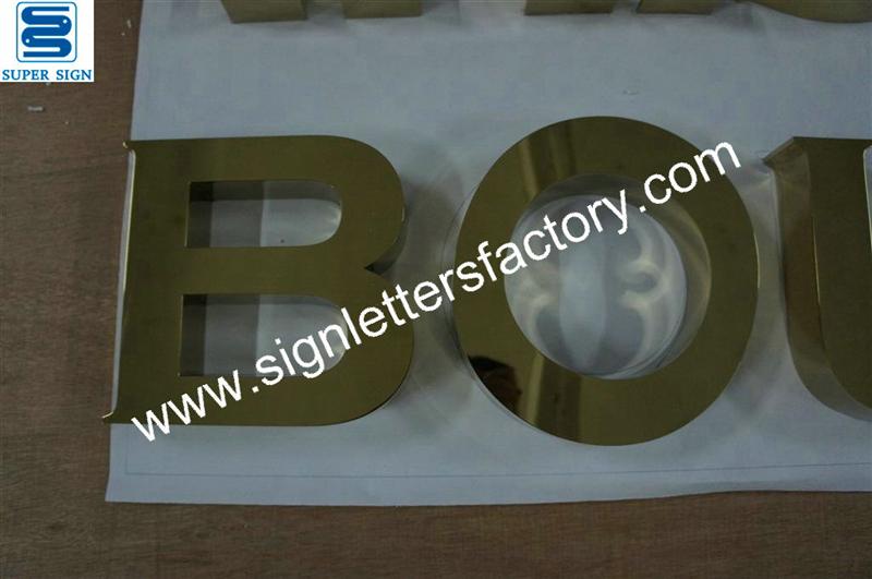 built-up polished mirror brass sign letters